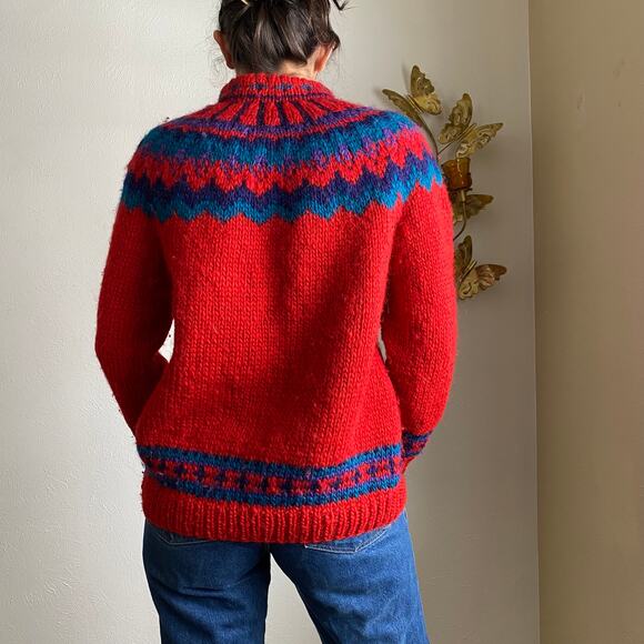 vintage handmade wool cardigan sweater - Picture 3 of 6